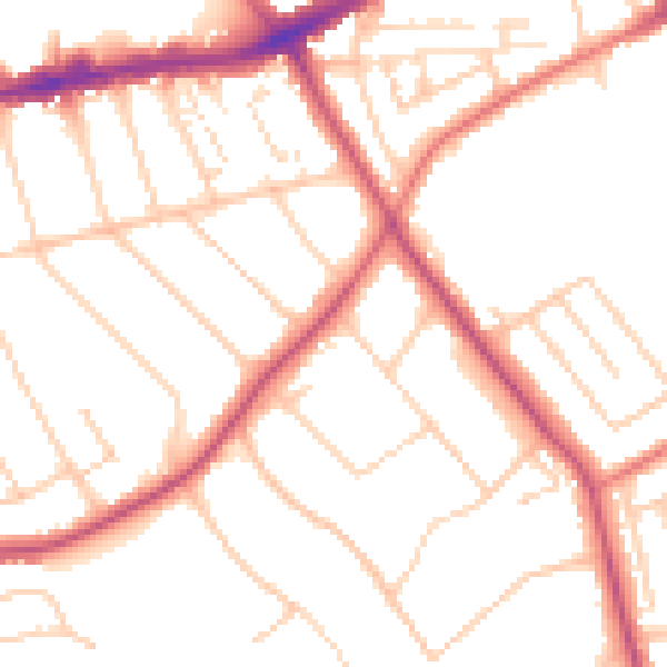 Daytime road noise heatmap for CH42 8LA