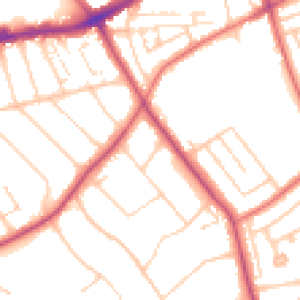 Daytime road noise heatmap for CH42 8LD