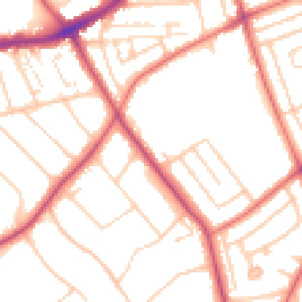 Daytime road noise heatmap for CH42 8LY