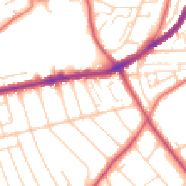 Daytime road noise heatmap for CH42 8PD