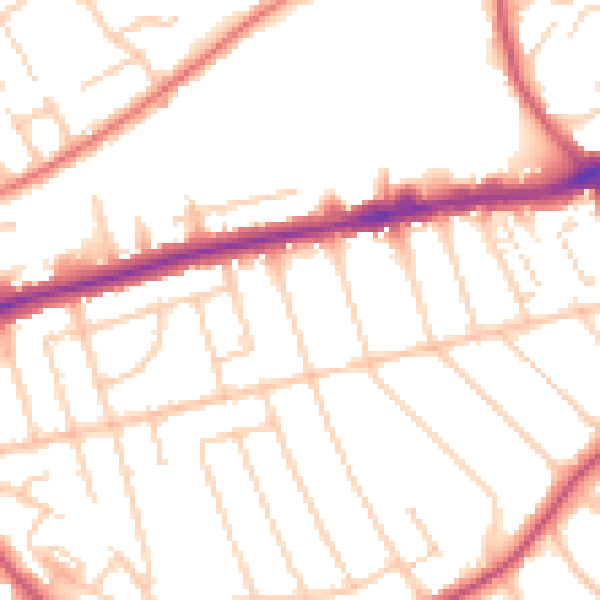 Daytime road noise heatmap for CH42 8PZ