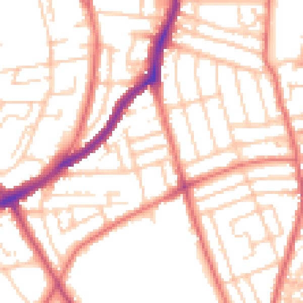 Daytime road noise heatmap for CH42 9JU