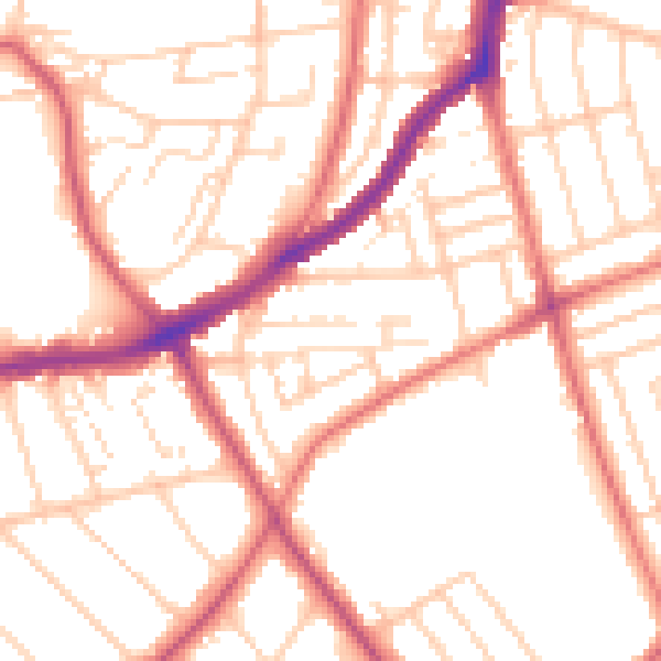 Daytime road noise heatmap for CH42 9LD