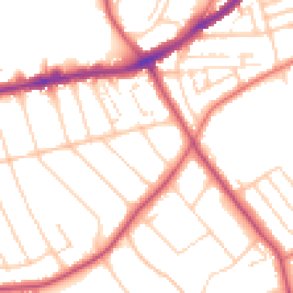 Daytime road noise heatmap for CH42 9NY