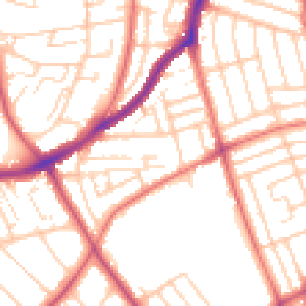 Daytime road noise heatmap for CH42 9QP