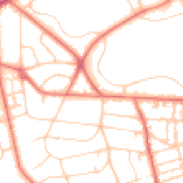 Daytime road noise heatmap for CH43 1YJ