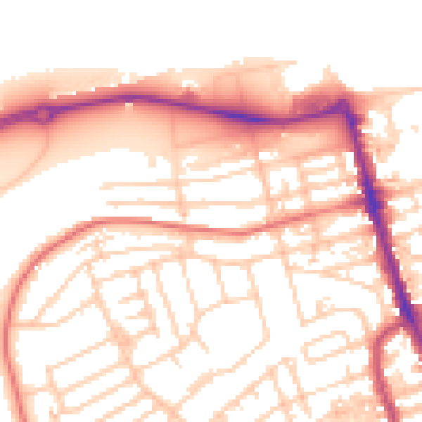 Daytime road noise heatmap for CH45 0JZ
