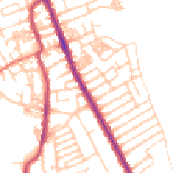 Daytime road noise heatmap for CH45 1HF