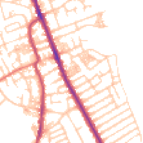 Daytime road noise heatmap for CH45 1JG