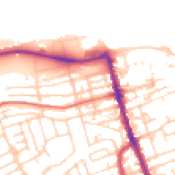 Daytime road noise heatmap for CH45 2NX