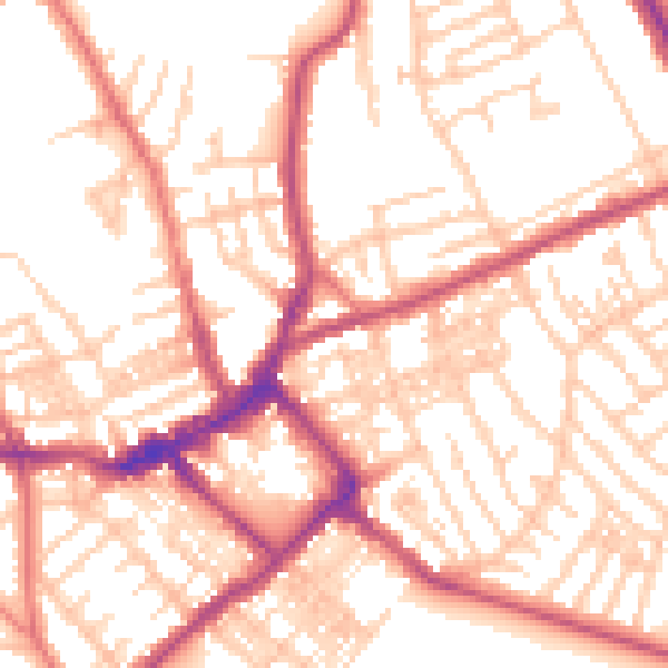 Daytime road noise heatmap for CH45 4JB