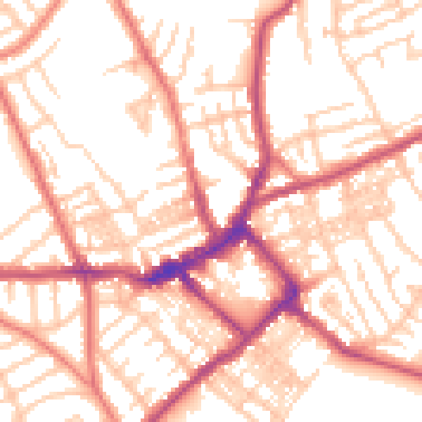 Daytime road noise heatmap for CH45 4LA