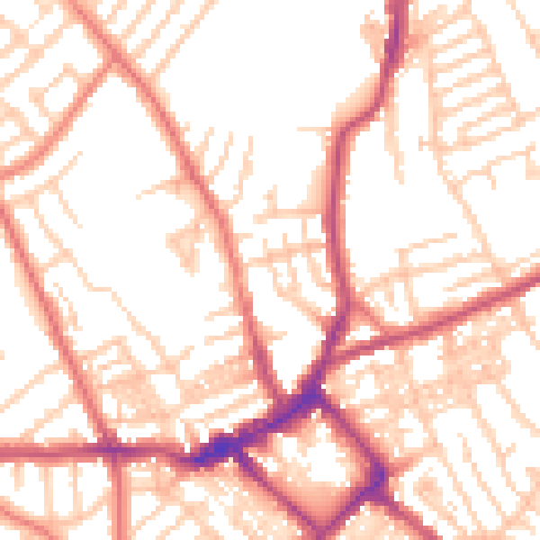 Daytime road noise heatmap for CH45 4LU