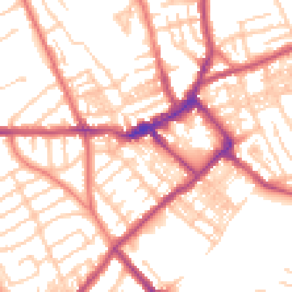 Daytime road noise heatmap for CH45 4NB