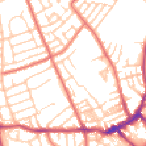 Daytime road noise heatmap for CH45 4SG