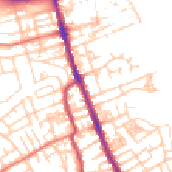 Daytime road noise heatmap for CH45 5AQ
