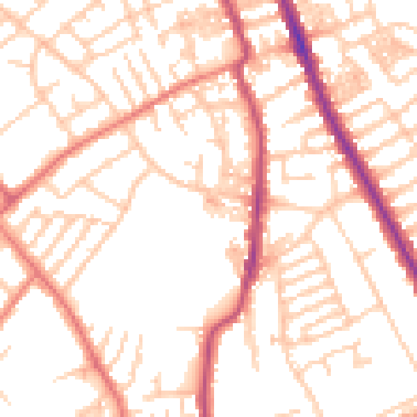 Daytime road noise heatmap for CH45 5EB