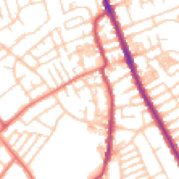Daytime road noise heatmap for CH45 5EQ