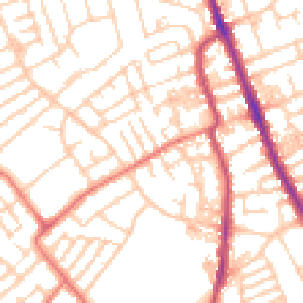 Daytime road noise heatmap for CH45 5EW