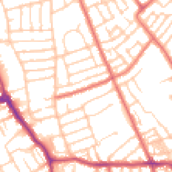 Daytime road noise heatmap for CH45 6TE