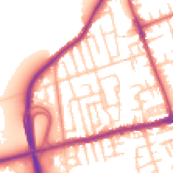 Daytime road noise heatmap for CH45 8JP
