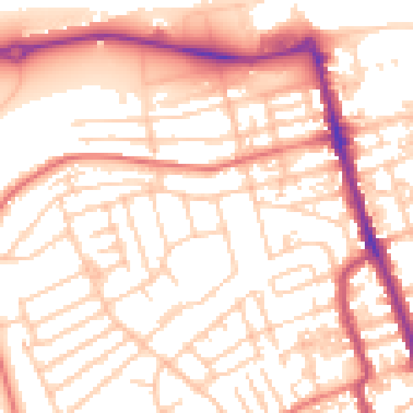 Daytime road noise heatmap for CH45 9JG