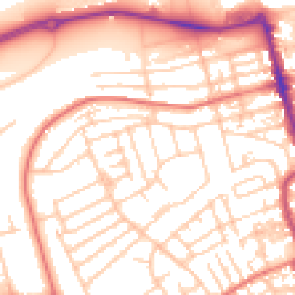 Daytime road noise heatmap for CH45 9JP