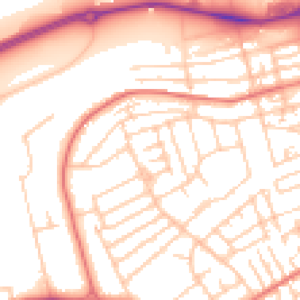 Daytime road noise heatmap for CH45 9JY