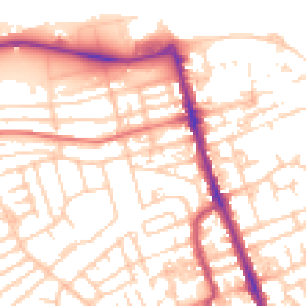 Daytime road noise heatmap for CH45 9LE