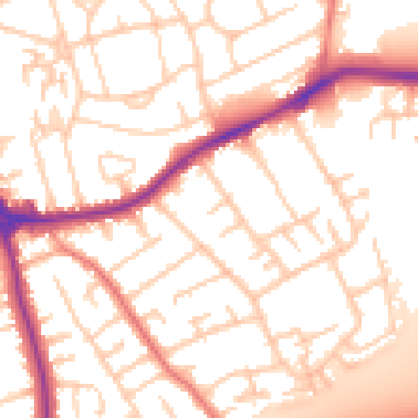 Daytime road noise heatmap for CH46 9QL