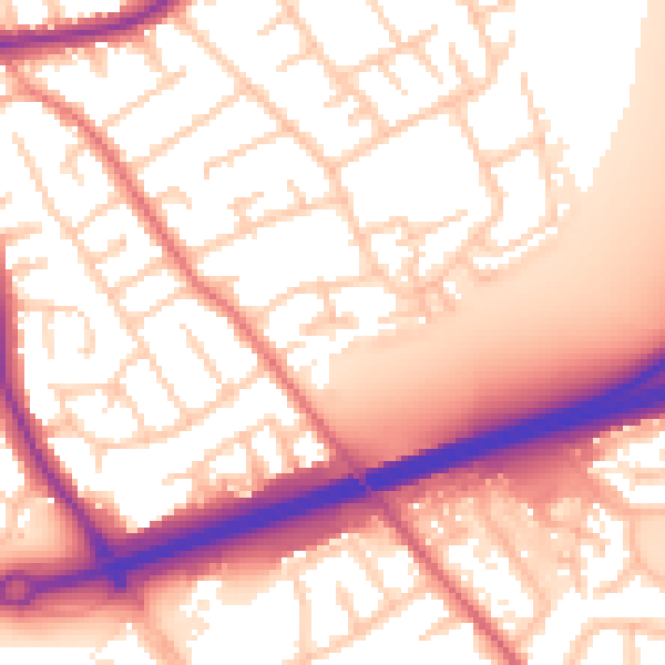 Daytime road noise heatmap for CH46 9QZ