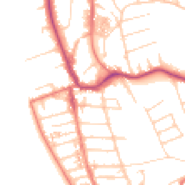 Daytime road noise heatmap for CH48 4DD