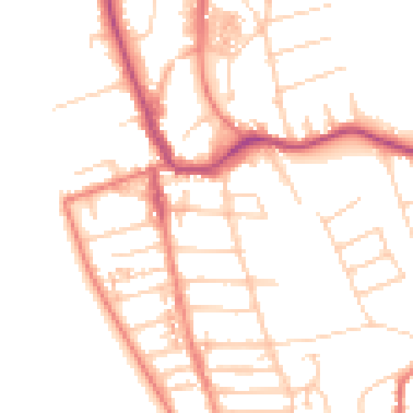 Daytime road noise heatmap for CH48 4DE
