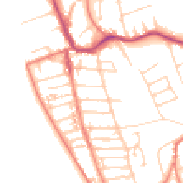 Daytime road noise heatmap for CH48 4DW
