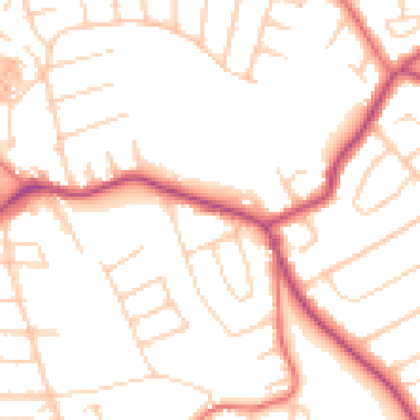 Daytime road noise heatmap for CH48 4EH