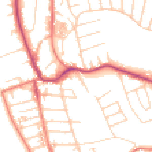 Daytime road noise heatmap for CH48 4EJ