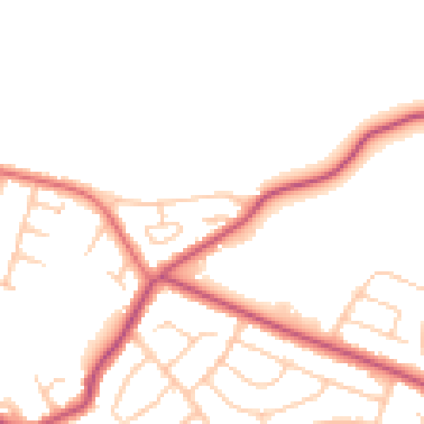 Daytime road noise heatmap for CH48 6AB