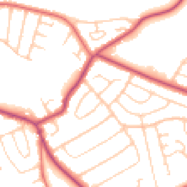 Daytime road noise heatmap for CH48 6DX