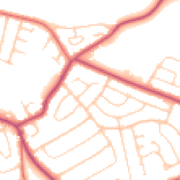 Daytime road noise heatmap for CH48 6EB