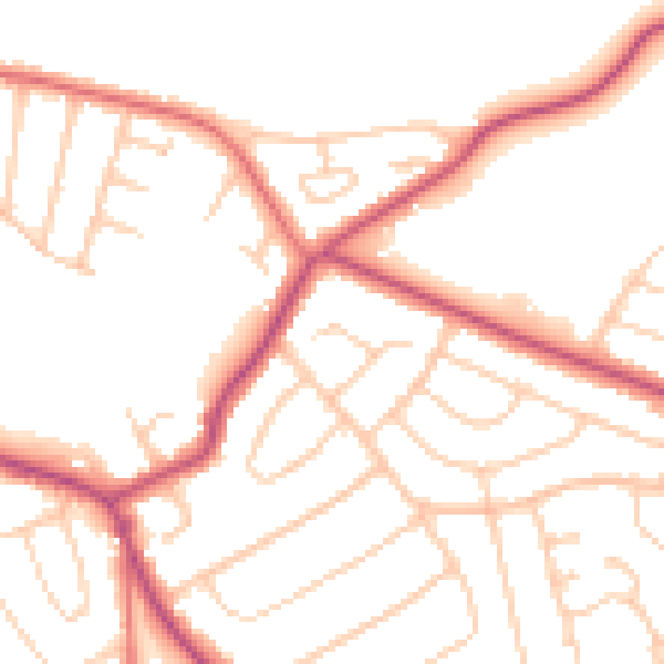 Daytime road noise heatmap for CH48 6ED