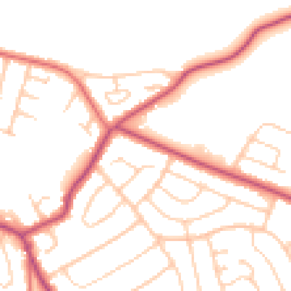 Daytime road noise heatmap for CH48 6EE