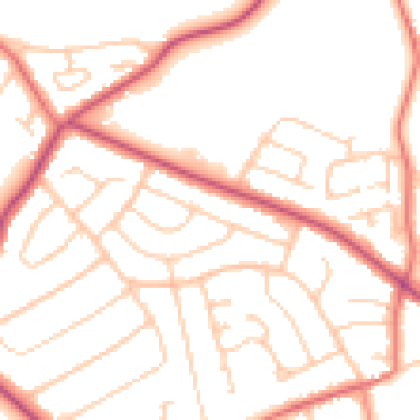 Daytime road noise heatmap for CH48 6EL
