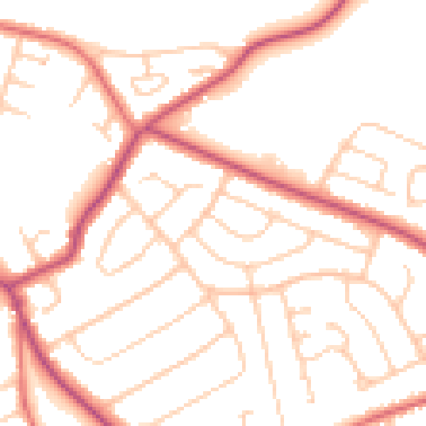 Daytime road noise heatmap for CH48 6EN