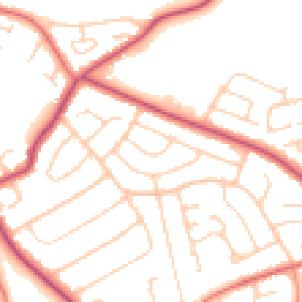 Daytime road noise heatmap for CH48 6ES