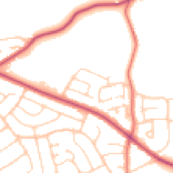 Daytime road noise heatmap for CH48 6EX