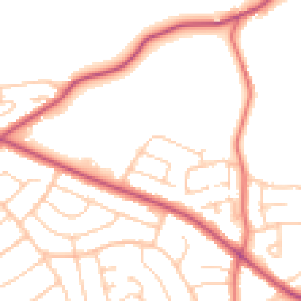 Daytime road noise heatmap for CH48 6EZ