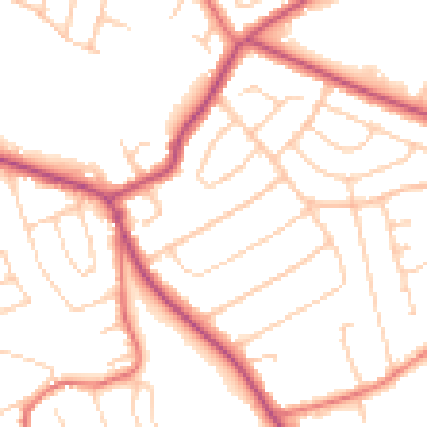 Daytime road noise heatmap for CH48 7EB