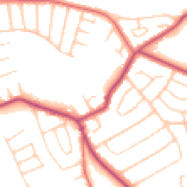 Daytime road noise heatmap for CH48 7EH