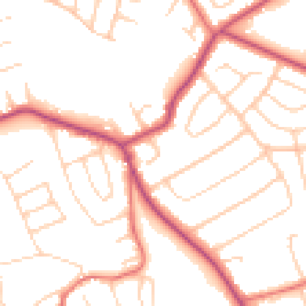Daytime road noise heatmap for CH48 7EJ