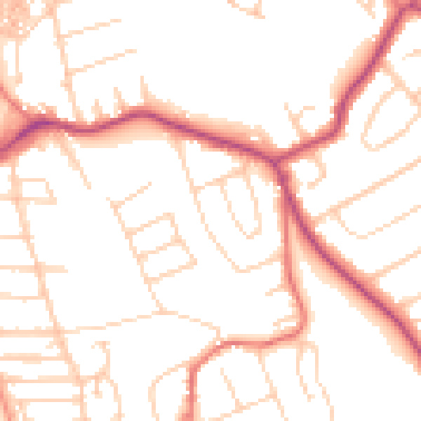 Daytime road noise heatmap for CH48 7EN
